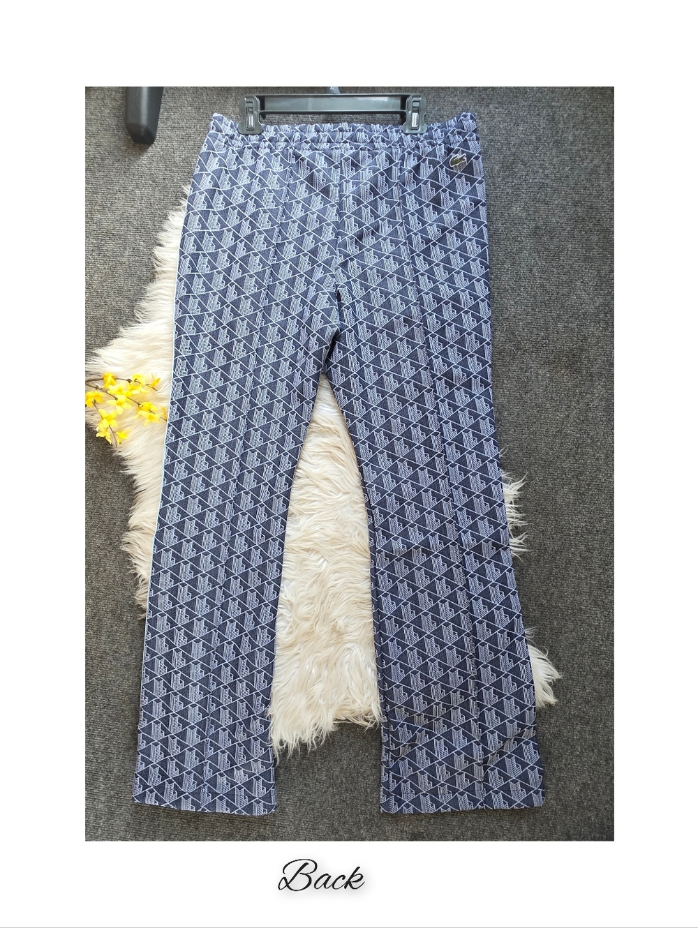 Lacoste Blue Patterned Track Pants with Side Stripes - Picture 6 of 15